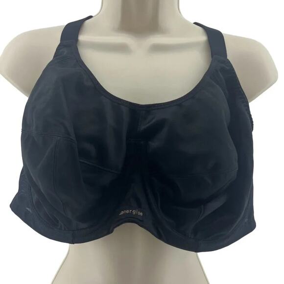 Elomi Energise Black Sports Bra Solid Black Womens Size 42DDD - Picture 1 of 6